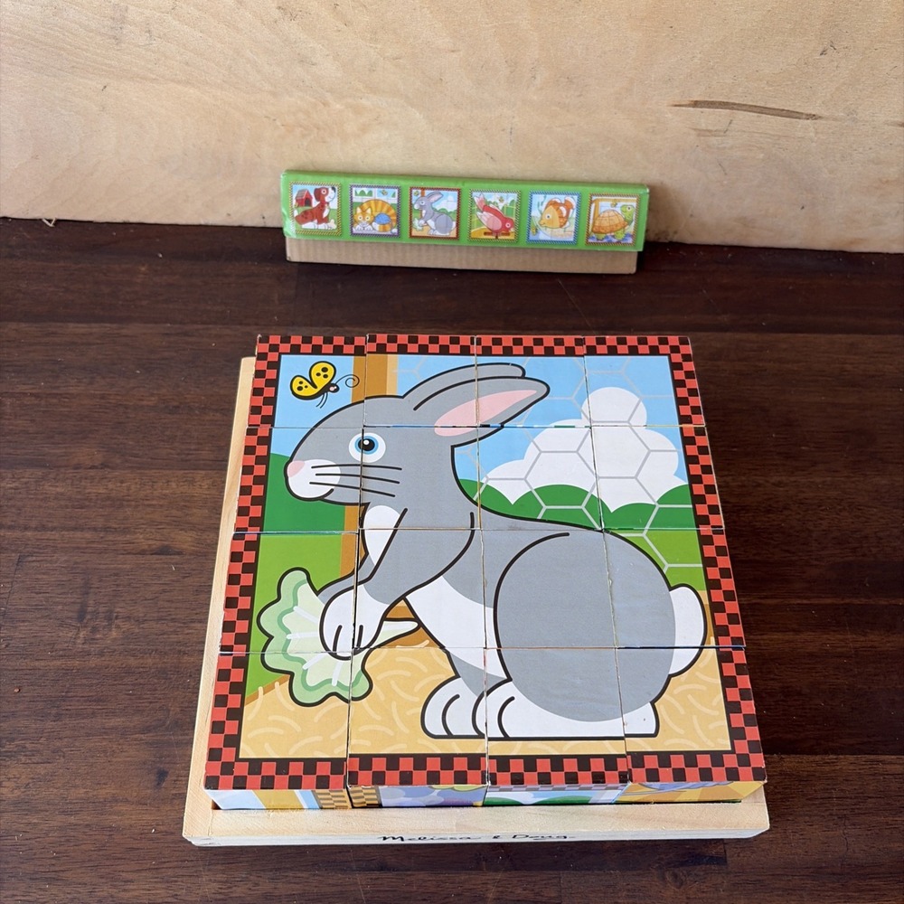 Melissa & Doug 6 Scenes Wooden Cube Puzzle - Pets